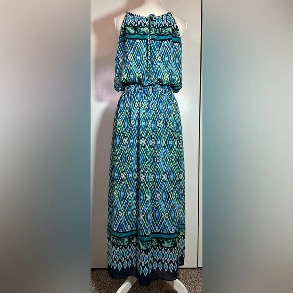 Enfocus Studio Maxi Sundress Women’s Size 14P Blue/Green - Picture 4 of 7